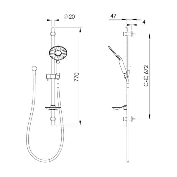 Halo Shower Slide Dimensions